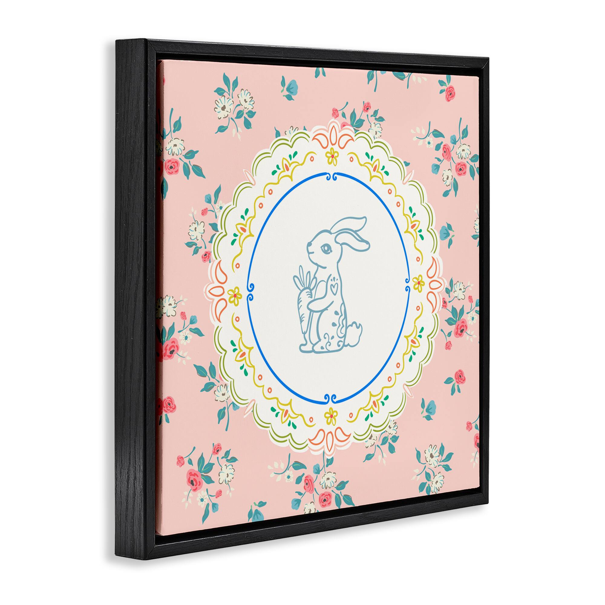 Stupell Industries Whimsical Spring Bunny Floating Frame Wall Art